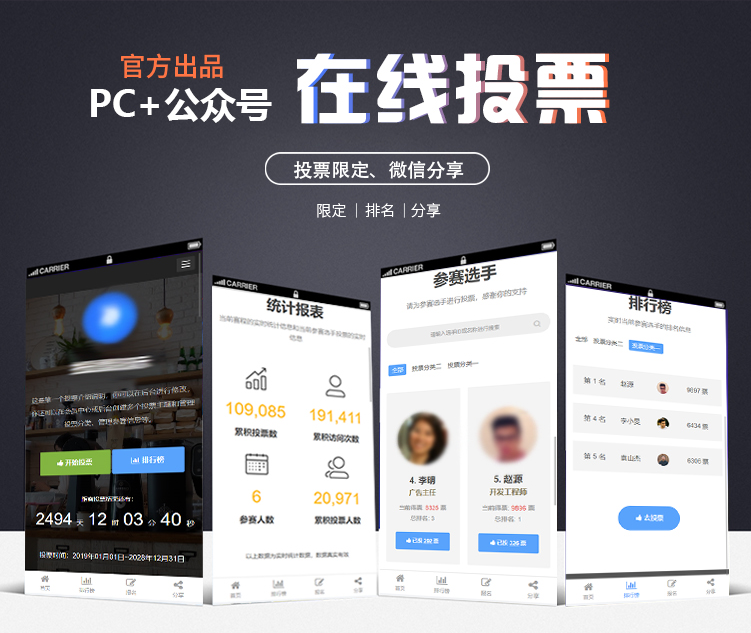 微信分享、审核、自定义投票系统 PC、H5